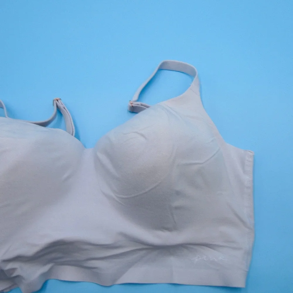 PINK Bralette Womens Small DD Wireless Lightly‎ Lined Grey Pink Recycled Nylon